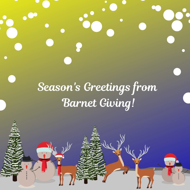 BarnetGiving's tweet photo. Season's Greetings from Barnet Giving! We hope you have a wonderful day with your loved ones and enjoy the festive season.

#barnet #holidays https://t.co/nj9UXCN563