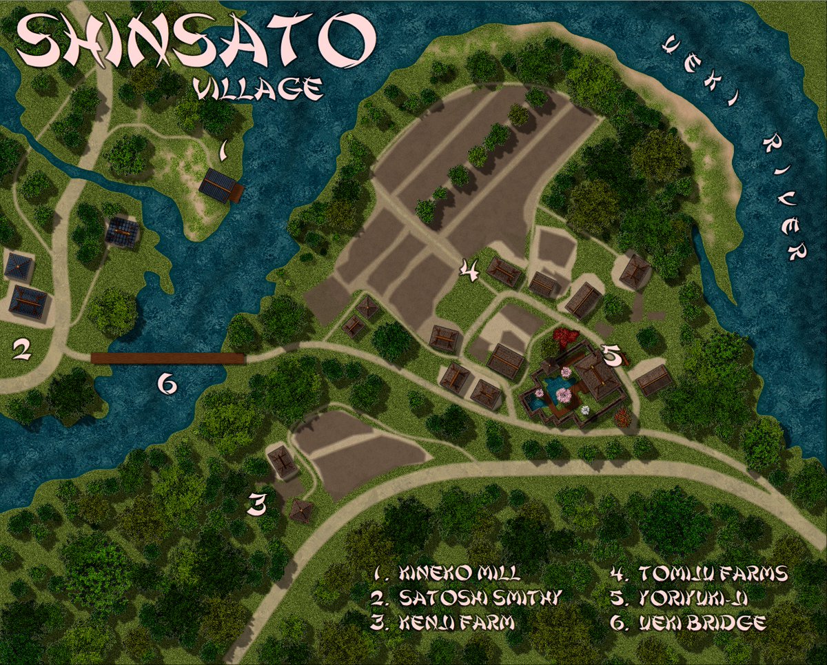 LoreleiCartog's tweet photo. Asian inspired RPG village i made for @rpgmaps  October Challenge #RPGMaps #LoreleiCartography #DnD #RPGCartography #DnDMaps https://t.co/QLiwQBbKtK
