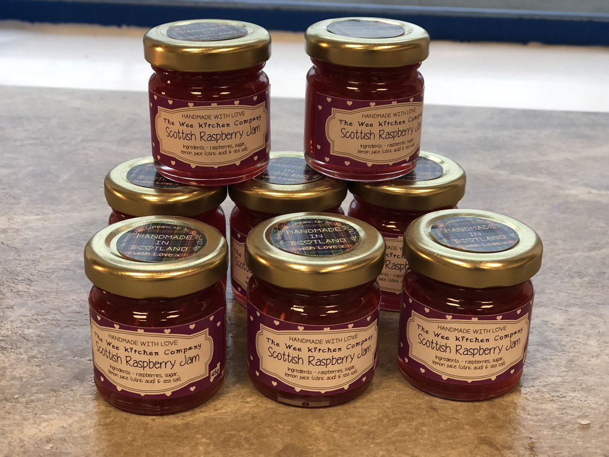 Weekitchenjam's tweet photo. We think these are just soooooo darn cute our wee jars of raspberry jam :) #Scottish #handmade #properjam #tasty https://t.co/WOYIh1fGj6