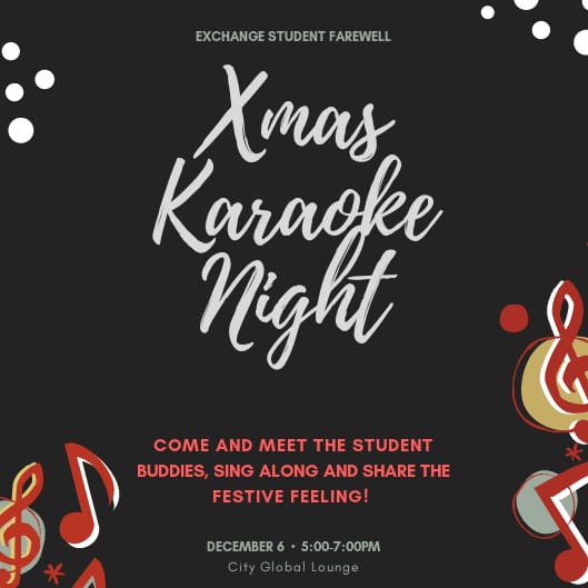 Come along to the City Global Lounge, tomorrow night from 5pm-7pm for a spectacular Christmas Karaoke Night! Meet the Student Buddies and get in the festive spirit! #Christmas2018 #karaoke #NTUGlobal