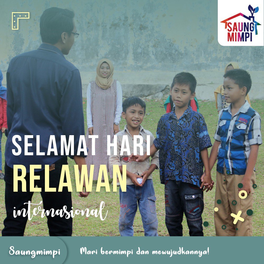 saungmimpi's tweet photo. [Selamat Hari Relawan Internasional]
Relawan bukan hanya sebutan untuk orang yang berangkat ke suatu daerah saat terjadi bencana, ketika memiliki kepedulian terhadap suatu hal dan mengubah kepedulian tsb menjadi bentuk nyata tanpa kalkulasi untung-rugi juga bisa disebut relawan. https://t.co/8bEfWFcPCf
