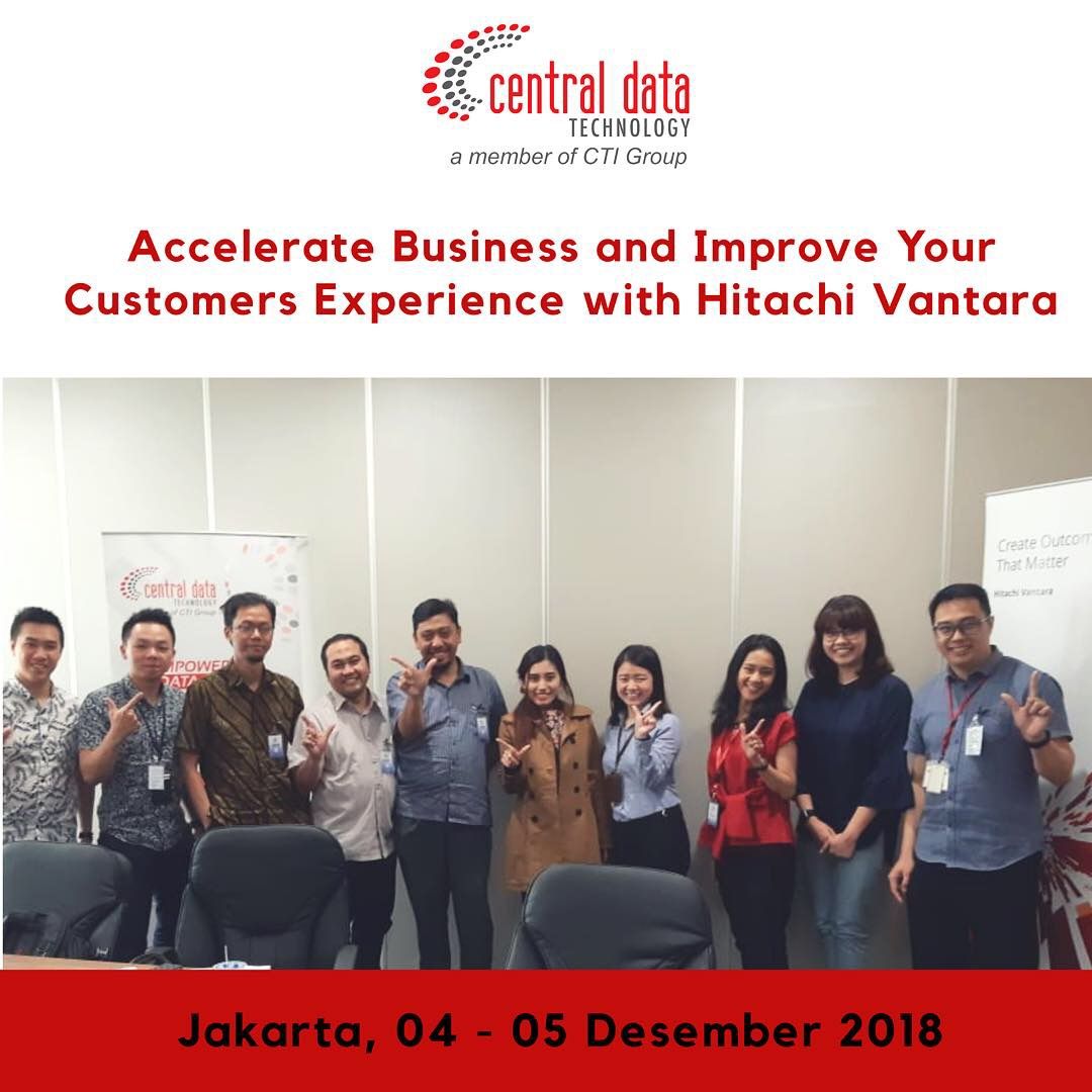 centraldataID's tweet photo. CDT &amp; Hitachi Vantara mengadakan enablement khusus untuk para Business Partner pilihan kami. Dengan mempelajari solusi terbaru Hitachi Vantara yang disesuaikan dengan kebutuhand dan kesulitan yang dihadapi pelanggan.

#CDT2018 #CDTevent #hitachivantara #digitalexpertpartner https://t.co/TZB1yKKimF