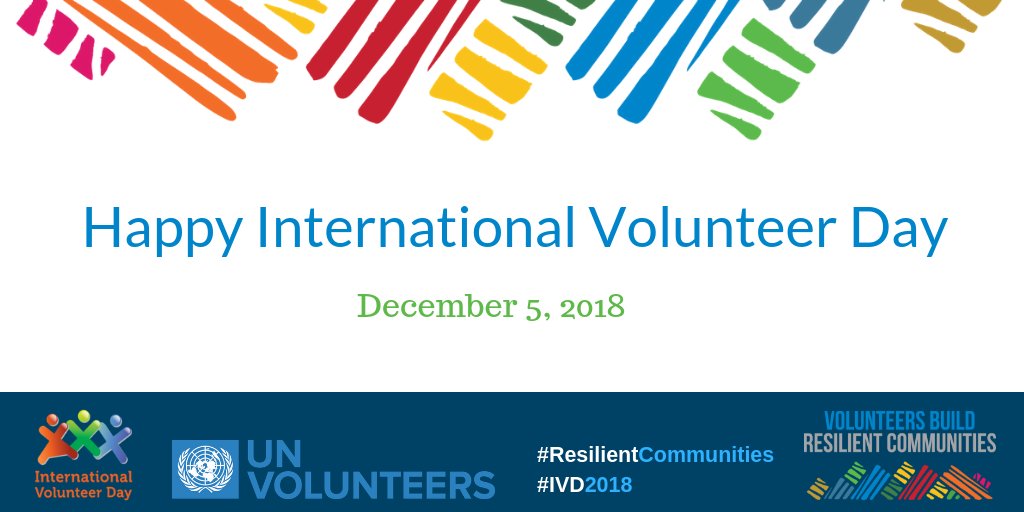 UNVolunteers's tweet photo. Volunteers worldwide build #ResilientCommunities. They create social bonds &amp; give a voice to marginalized &amp; vulnerable groups, helping #LeaveNoOneBehind.

Join us today in celebrating the more than 1 billion volunteers transforming our world for the better. Happy #IVD2018! https://t.co/XUnzEbMU9P