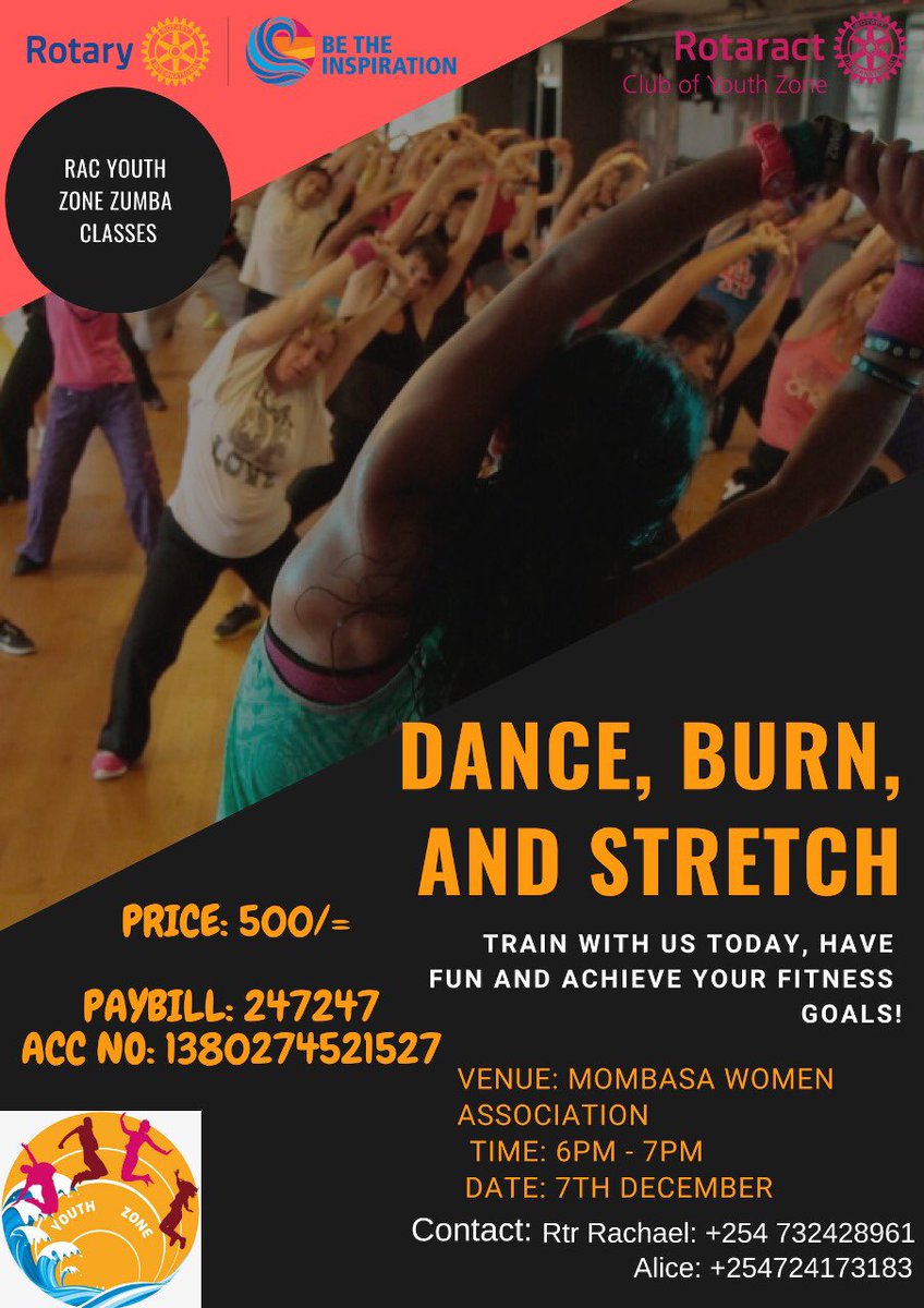 AwuorOndiek's tweet photo. The count down just got to #45hours🤗🤗and I can’t keep calm😁. Come dance whatever you want off; fats, stress etc😁In Zumba, there are no wrong moves,only accidental solos, you gotta get up and try it🤗
See ya’al on Friday.@rc_youthzone @rotaract254 @MwanamkasiM @bitrizzy https://t.co/iGlBQDzI9A