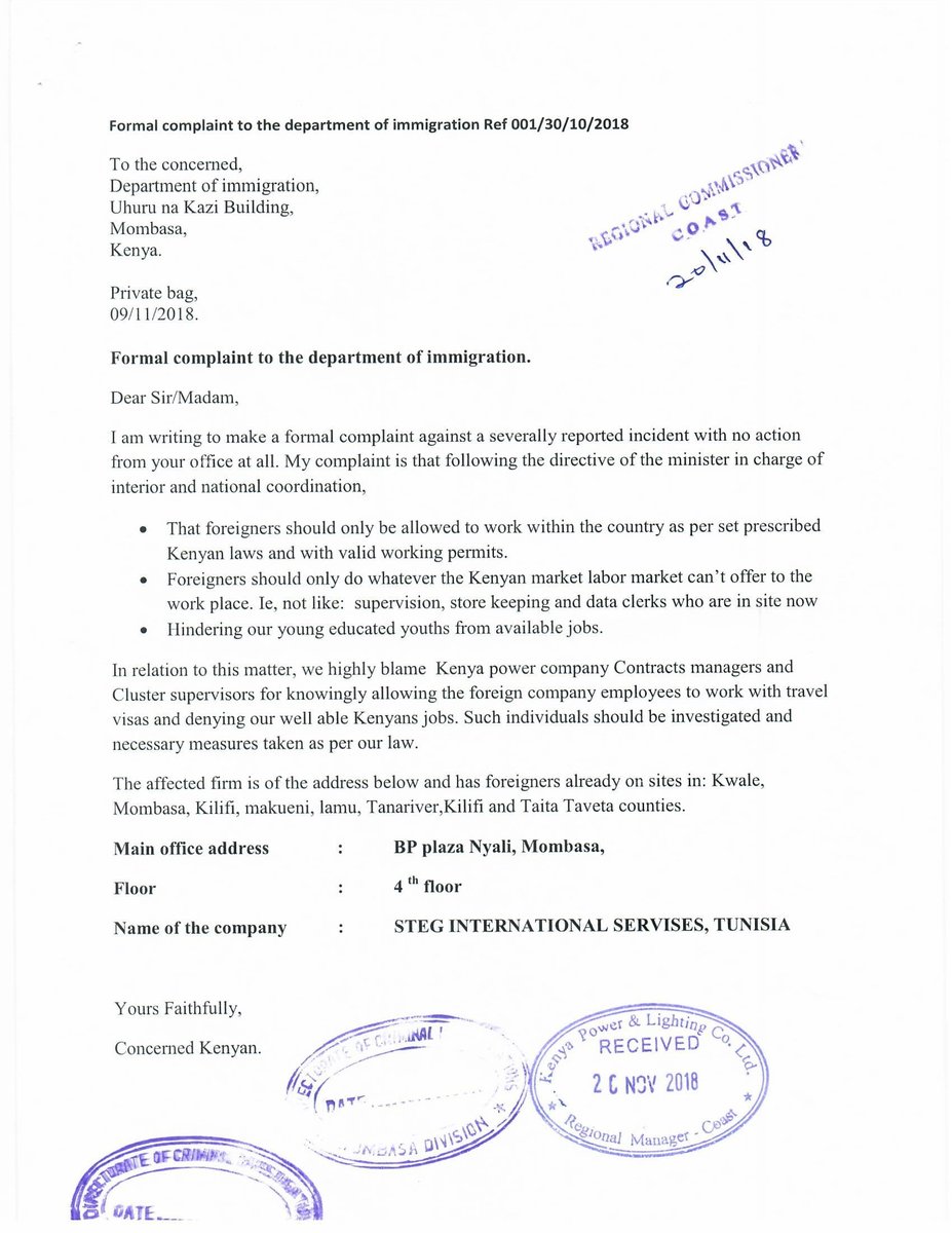 patrick_mutua's tweet image. @FredMatiangi @kplc_power @KTNKenya @ImmigrationDept @DCI_Kenya 
Good afternoon sir,

This is to bring to your attention the foreigners working within the country without proper documentation. Any efforts of reporting to the mandated authorities has never yielded any fruits.