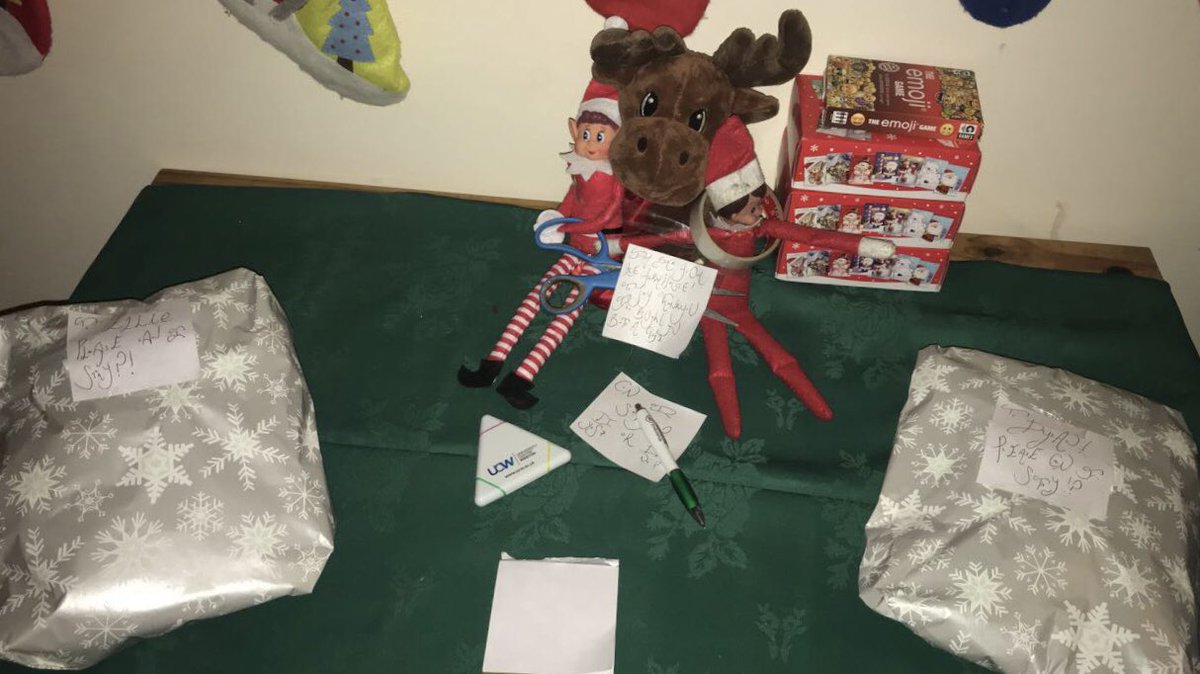 emmafletcher88's tweet photo. #ThisMorning The elves left a present for the kids ...........
 wrapped up their own school clothes , Hahahaha! 🤣🤪 https://t.co/YURrGJLJmW
