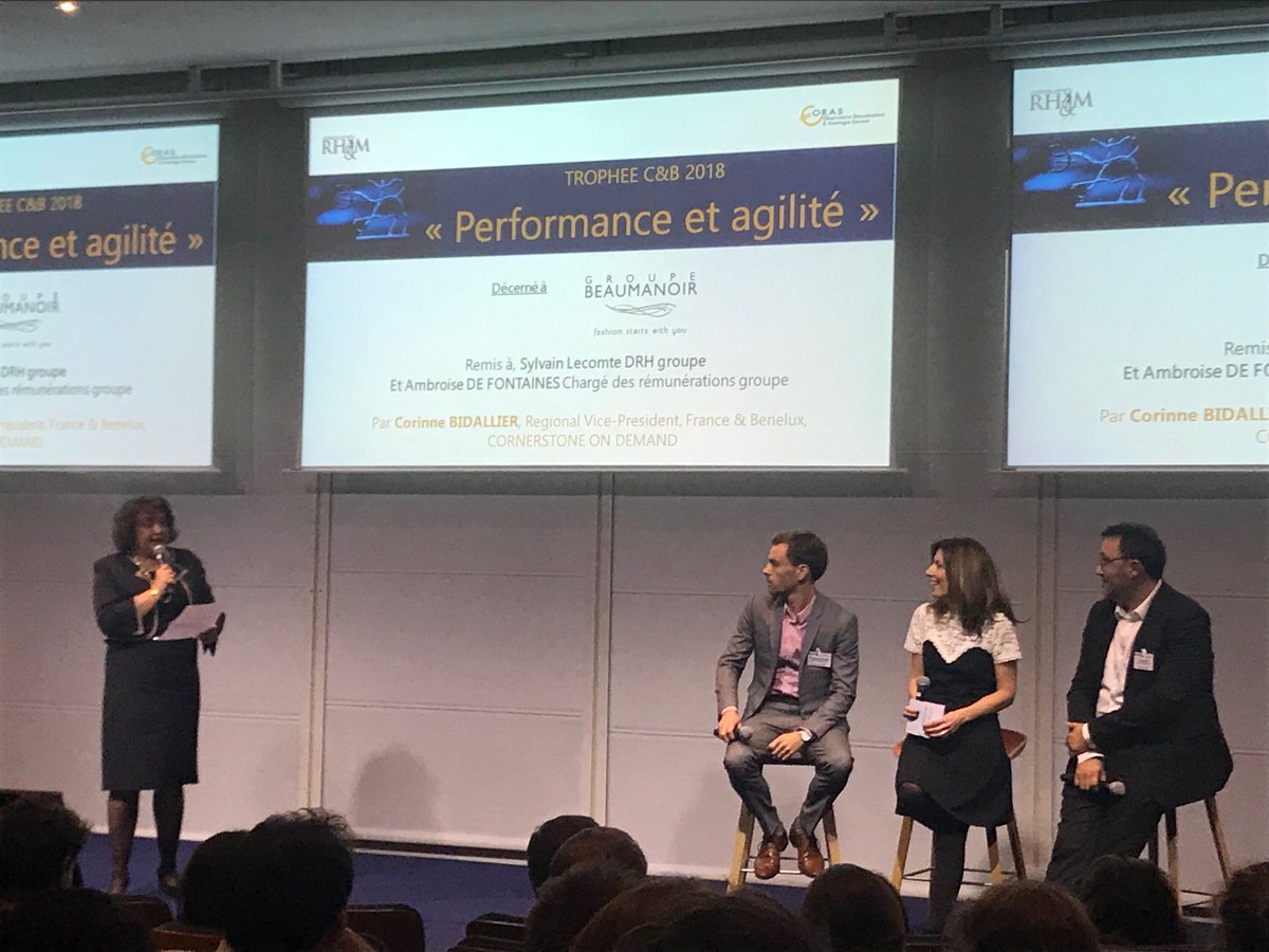 csod_FR's tweet photo. 🎉 Toutes nos félicitations au groupe Beaumanoir qui a reçu hier le prix "performance et agilité" aux #TropheesRHM, remis par @CBidallier ! #TCB2018 https://t.co/yVxKCejdYS