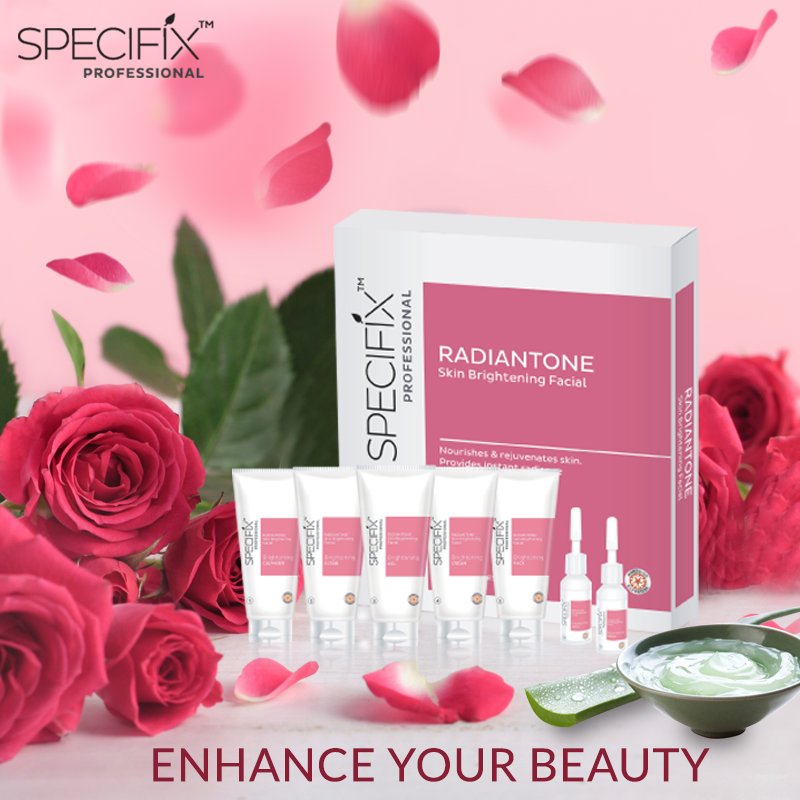 Enhance your skin glow and shine bright with our Radiantone Facial Kit.
With natural extracts and vitamins that promote cellular regeneration, the product provides nourishment to your skin giving you an even tone and flawless skin to flaunt.

#SpecifixProfessional #SkinCare