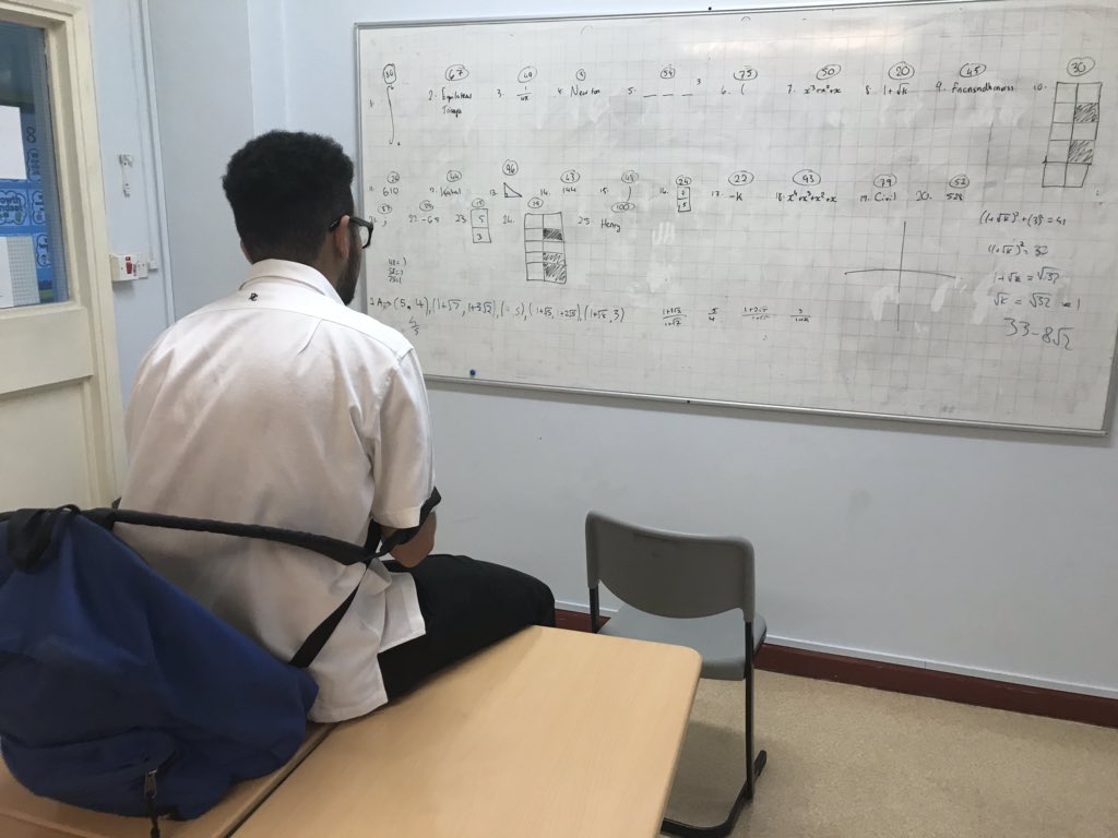 DCMathsDept's tweet photo. Seif demonstrating all #HPL attributes this afternoon. In particular amazing resilience and perseverence skills staying behind late after school determined to solve a #ritangle problem! @DohaCollege https://t.co/LacUk6Wg3e