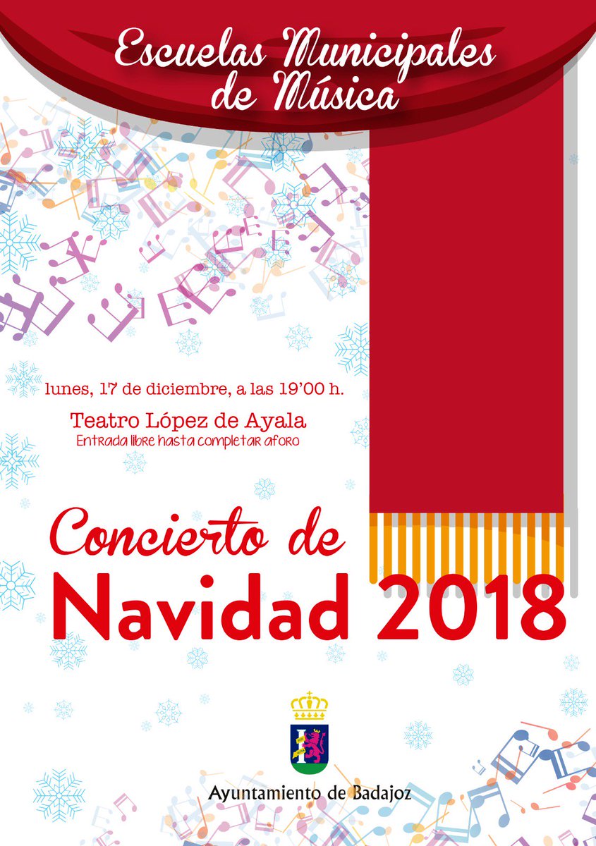 HomerFog's tweet photo. CONCIERTO DE NAVIDAD 2018
ESCUELAS MUNICIPALES DE MÚSICA DE BADAJOZ
#EEMMBadajoz #conciertodenavidad2018
#escuelasmunicipalesdemusica #Badajoz @lopezdeayala https://t.co/aM537muKlF