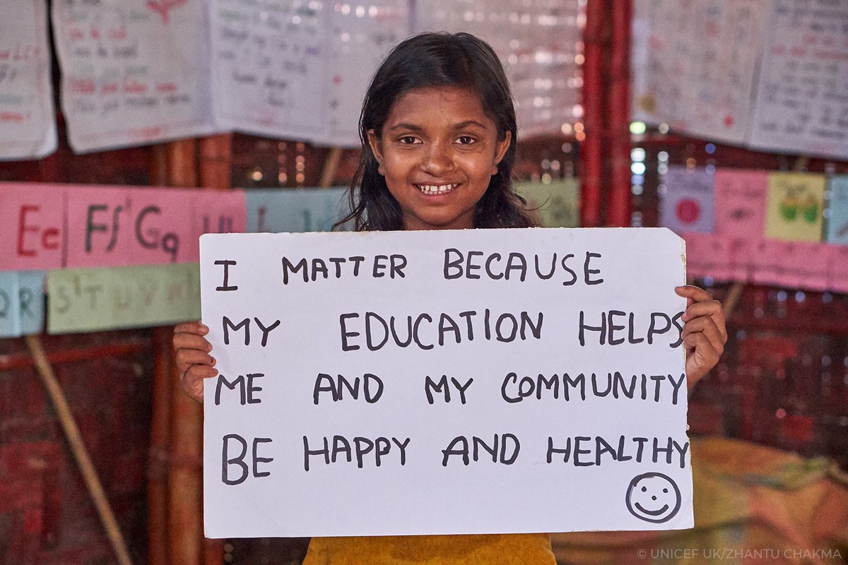 unicefchief's tweet photo. “When my teacher taught me how to read and count, it changed my life.” Fatima, 12-year-old refugee girl living in Bangladesh.

#WednesdayWisdom #genunlimited https://t.co/CvhChoHEkt