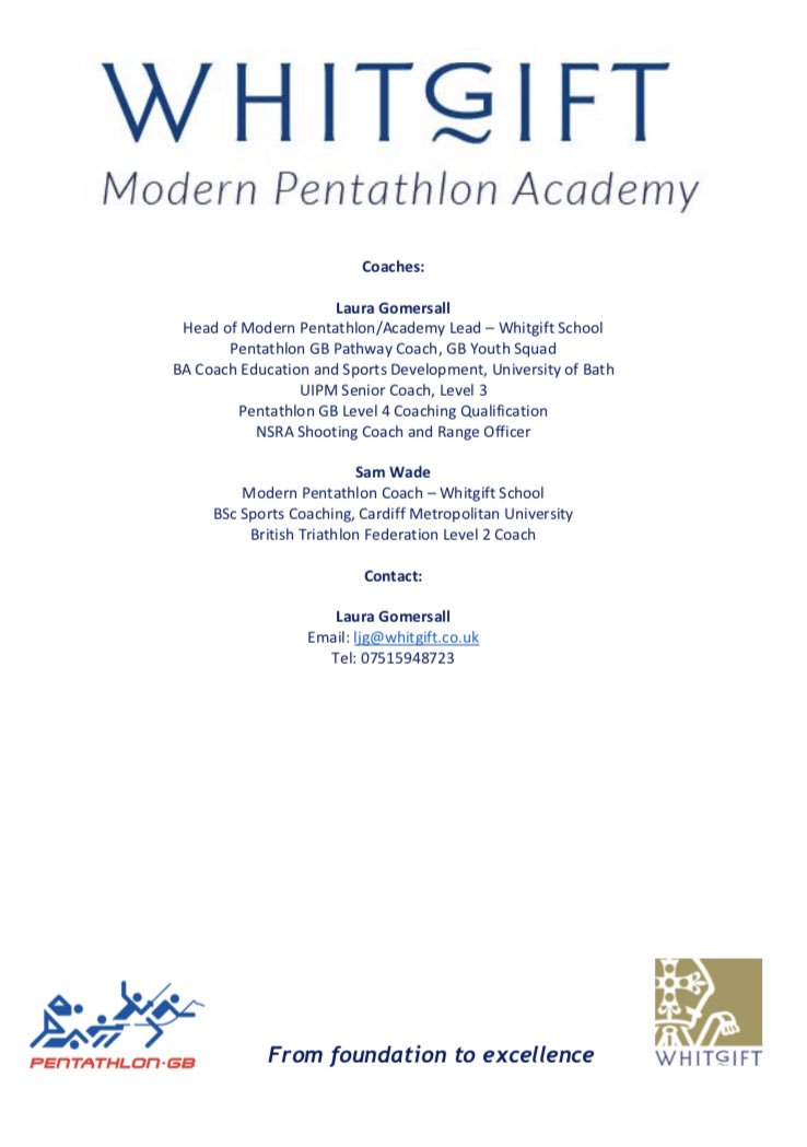All biathlon athletes can access training opportunities at @PentathlonGB Whitgift Mod Pent Academy. See full info here!