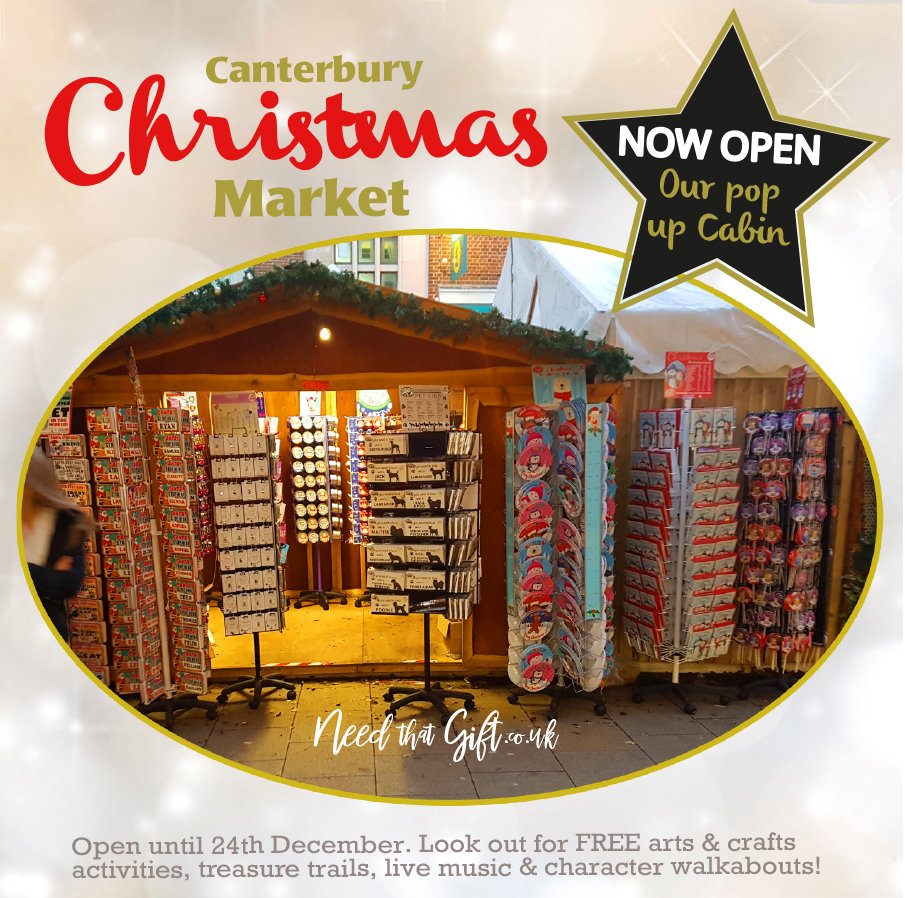 NeedThatGift's tweet image. Need That Gift has come to Canterbury...😀
We NOW have our very own pop up cabin!

We are a Local Kent business. Find us between Fenwicks &amp;amp; M&amp;amp;S (Whitefriars Street)
#ChristmasMarket #Canterbury #Christmas #WednesdayWisdom #xmasgiftideas