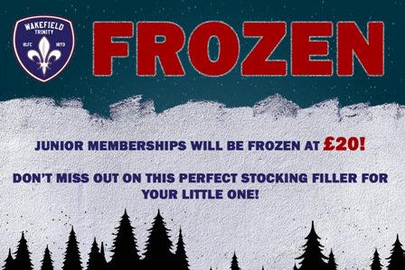 WTrinityRL's tweet photo. ❄️ FROZEN ❄️
Due to popular demand, we have frozen our Junior Membership prices at £20! 😱
Visit the Club Shop in the Ridings Centre or call 01924 211611 option 1 https://t.co/hk3fJNaAvA
#BeCommitted #BeTrinity https://t.co/B1LUge3xus