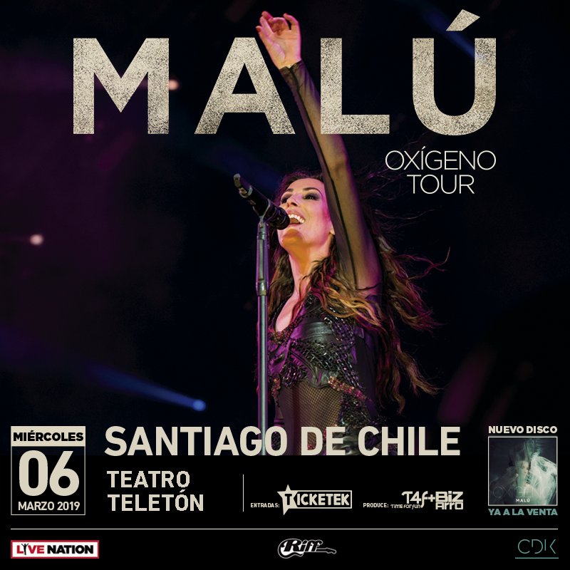 _MaluOficial_'s tweet photo. 🇨🇱 Chile!!!!! Nos vemos en marzo!!!!!! Ganaaaaaaas!!!! 
6/3 en el Teatro Teletón 
🎟 👉🏼 https://t.co/uxUDhABbYM #OxigenoTourChile https://t.co/ZrjDh8lJou