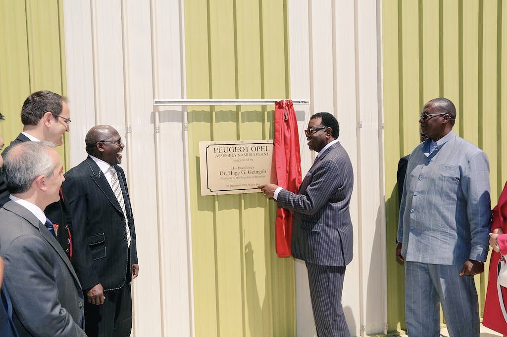hagegeingob's tweet image. The Peugeot Opel Assembly Namibia which I launched today in Walvis Bay is another bold step in our industrialization drive. An investment of over 190 Million N$, annual production of 5000 cars, 50 jobs created. Our ambition to become a gateway to Southern Africa is achievable.