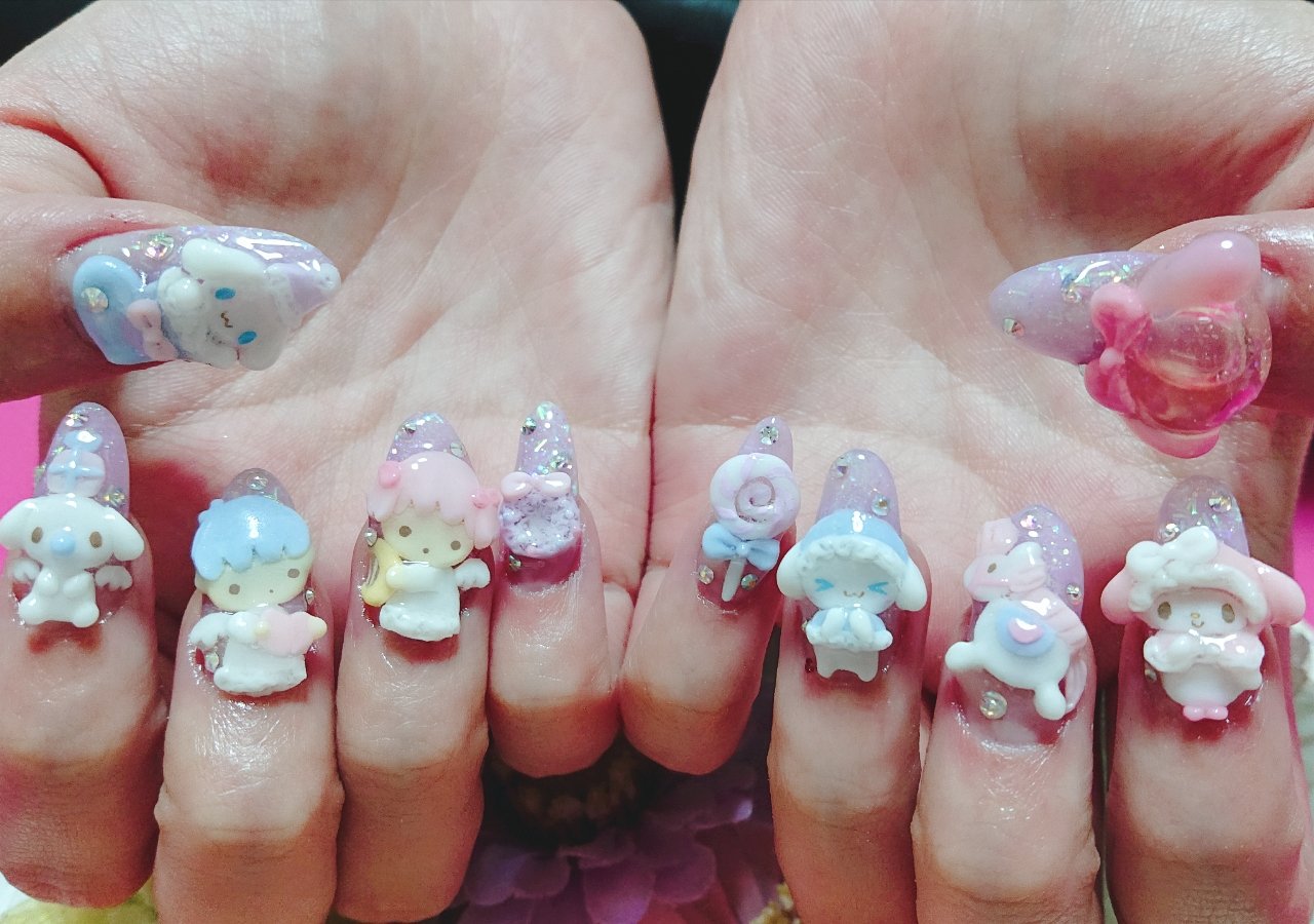 いろはねいる クリスマスバージョンのキャラクターをいっぱい詰め込んだ3dクリスマスネイル 遠方よりありがとうございました スカルプ 新宿ネイルサロン いろはねいる マイメロネイル シナモロールネイル キキララネイル サンリオ ネイル