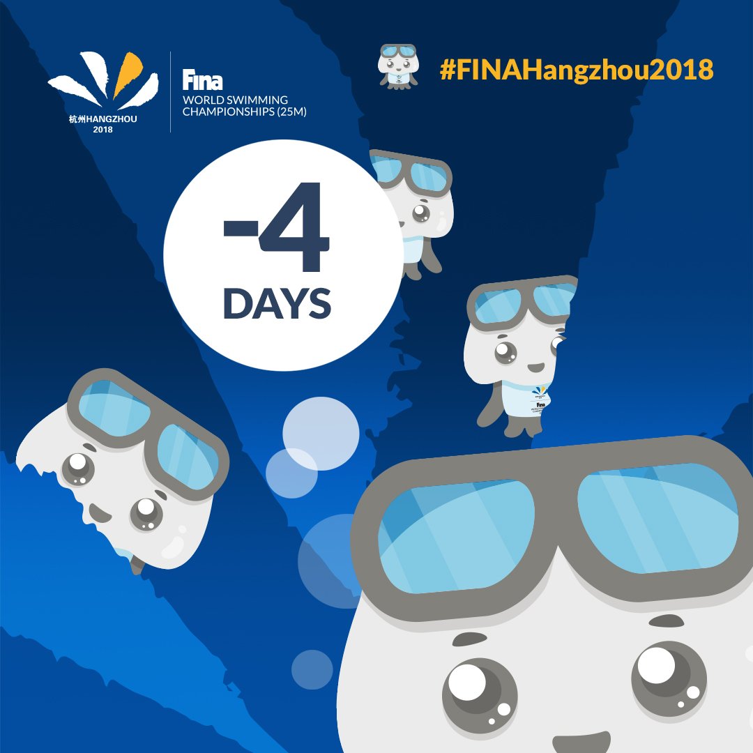 WorldAquatics's tweet photo. -4 and counting... 👍🤓
Did you get your tickets? 🎫🏊‍♂️🏊‍♀️
You can also follow the action LIVE on #FINAtv! 📺 https://t.co/bEozhdEu2l
LIVE results and info #FINApp 📲
#FINA #FINAHangzhou2018 #shortcourse #25mpool #FINASwimmingWorlds #weareaquatics #waterisourworld https://t.co/HAEa3KpLDD
