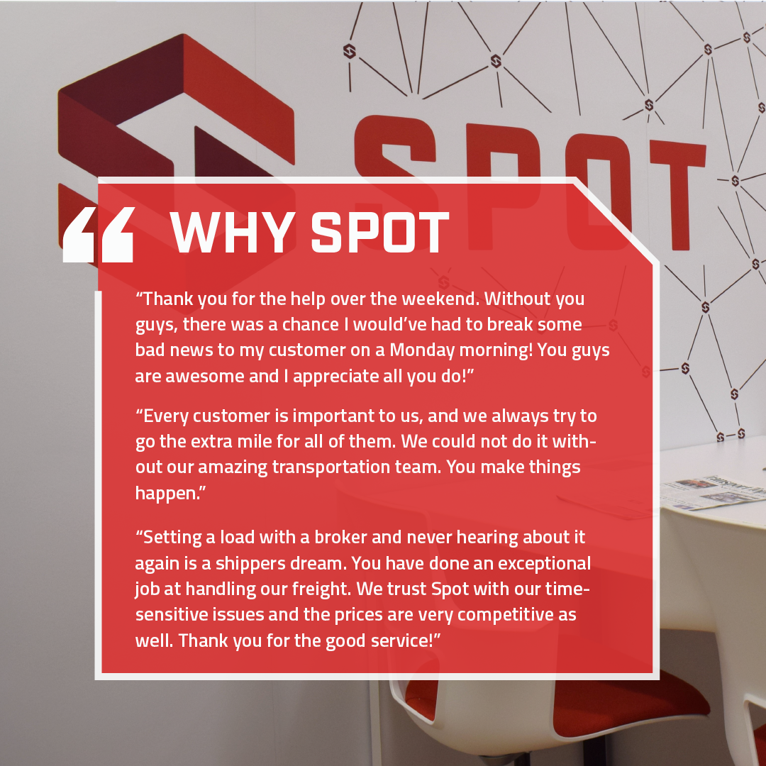 SpotFreight's tweet photo. It's Wednesday and we're back with a glimpse at some of the great feedback we've received lately. We appreciate all of the kind words from our customers and carriers! Check out https://t.co/igi0HITY5m to learn more about working with us! #WhySpotWednesday #CustomerReviews https://t.co/oQroCMNV8C