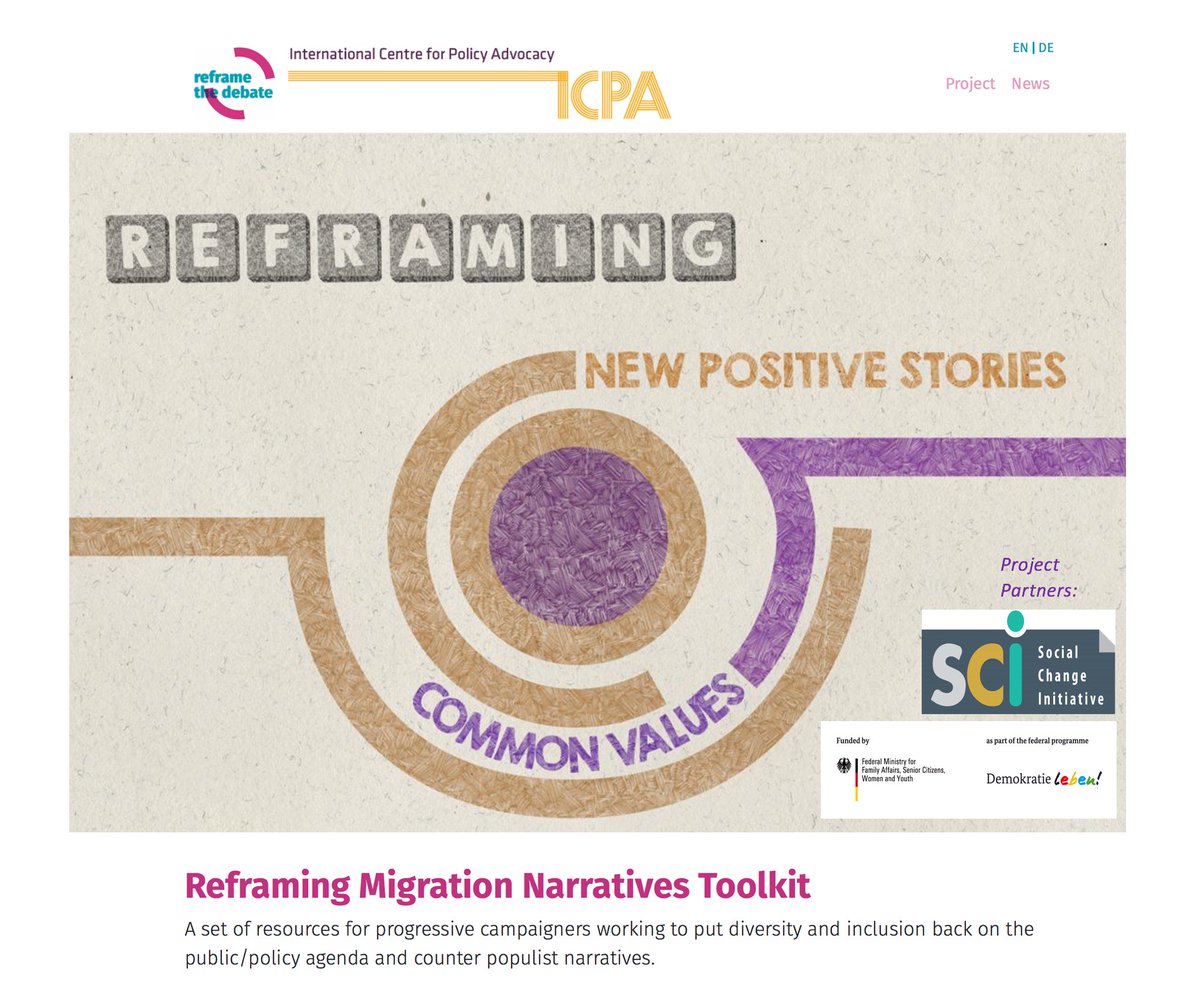 Migration Narratives (@icpanarratives) on Twitter photo Happy to announce the launch of "Reframing Migration Narratives Toolkit"! Thanks to all our participants and partners on the Narrative Change Lab and especially our supporters the #demokratieleben programme of @BMFSFJ and <a href="/SCI_Belfast/">Social Change Initiative</a>. #reframing4impact narrativechange.org Happy to announce the launch of "Reframing Migration Narratives Toolkit"! Thanks to all our participants and partners on the Narrative Change Lab and especially our supporters the #demokratieleben programme of @BMFSFJ and <a href="/SCI_Belfast/">Social Change Initiative</a>. #reframing4impact narrativechange.org