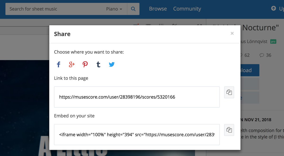 Musescore You Can Embed Any Score On T Co Blxcv4svnk Click On The Share Button And Copy The Embed Code