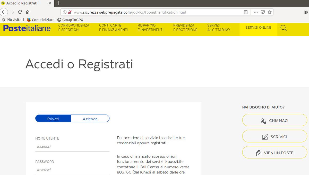 RadicalSecurity's tweet image. Poste Italiane Phishing hxxp[:]//www[.]sicurezzawebprepagata[.]com