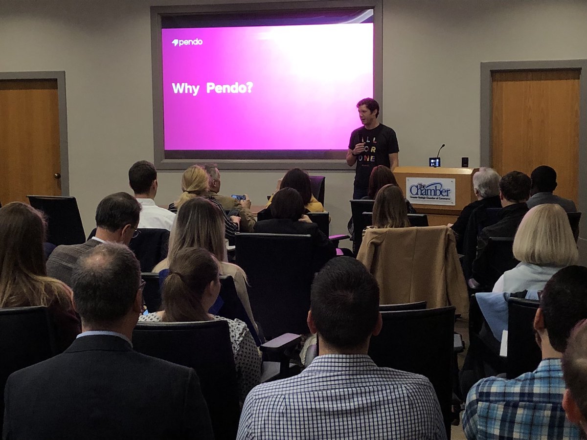 raleighchamber's tweet photo. .@tolson says, “Tell stories. Storytelling is a lost art within companies.” @pendoio #ChamberCoffee https://t.co/JvxouBMkgL