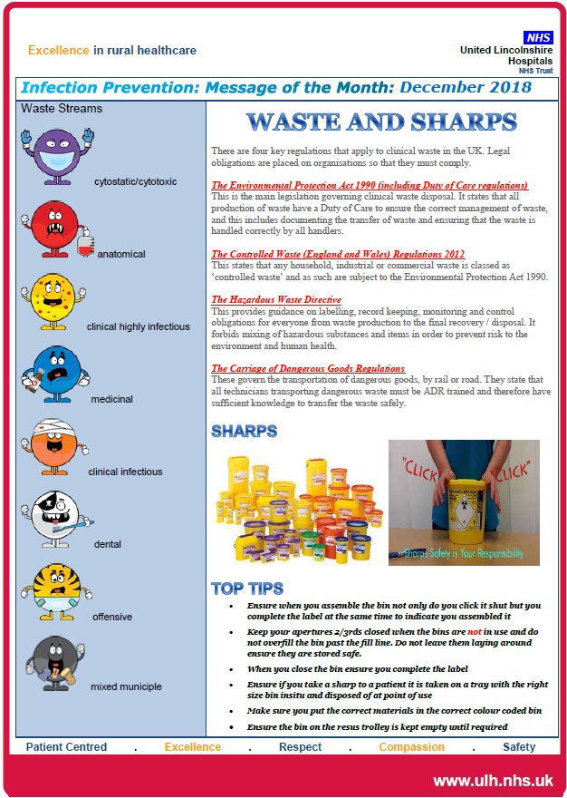 IPC_ULHT's tweet photo. Infection Prevention Message of the Month:- Waste and Sharps
Many sharps injuries can be avoided by adherence to the principles of safe practice. #sharpsafe https://t.co/FTGmDpJO4L