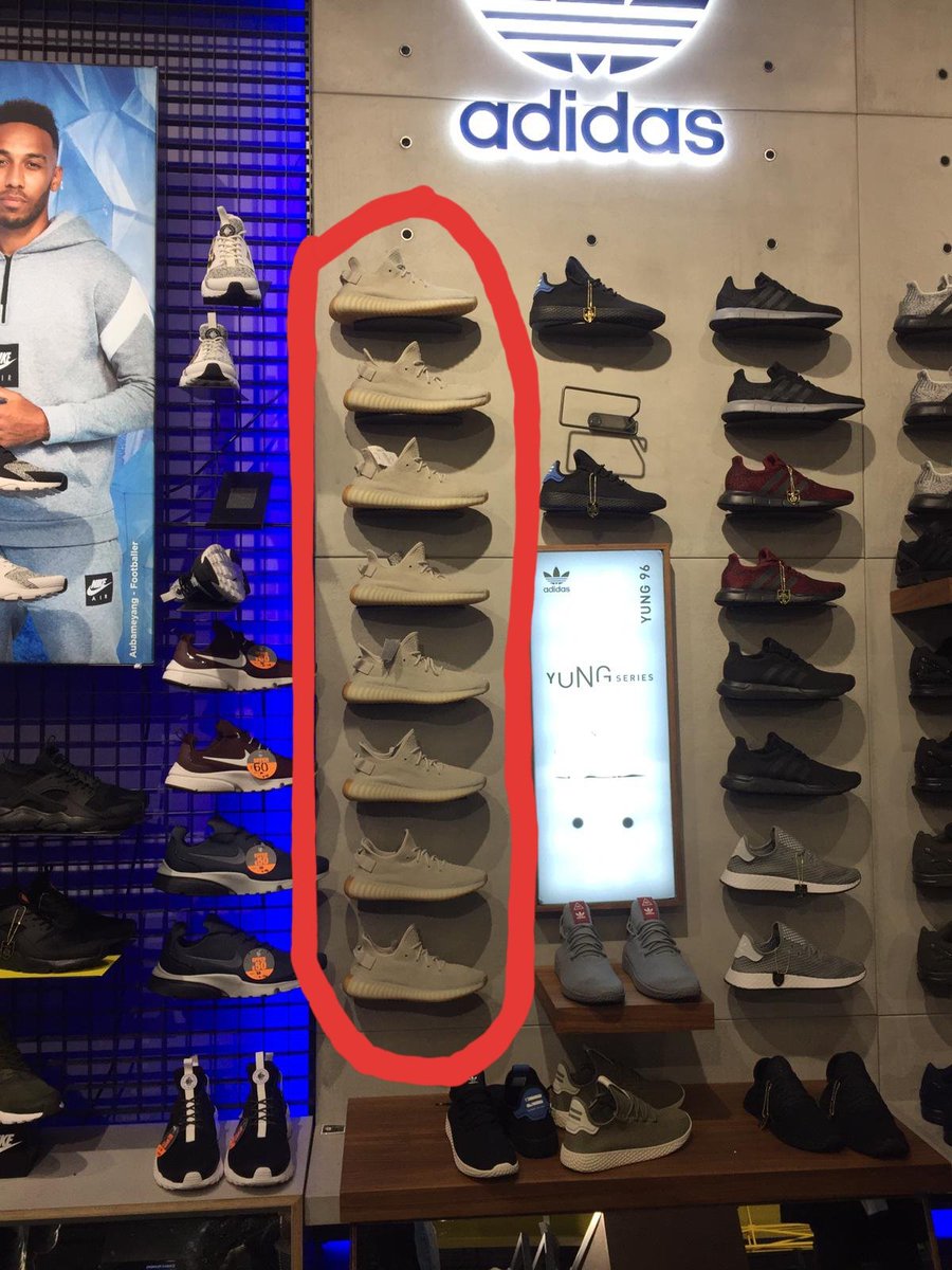 yeezy sitting on shelves