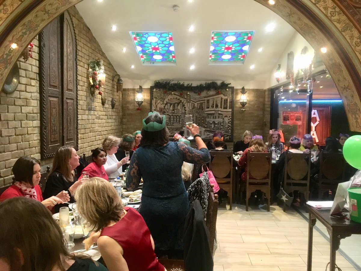 darlingmagazine's tweet photo. Having our #Xmas @athenaSWlondon party at the fabulous @Aya_Lebanese with the gorgeous Amira as host. The #Lebanese food is delish! #festive @MomentumCharity #Momentum #networking #Wimbledon https://t.co/Qv25GXpk89