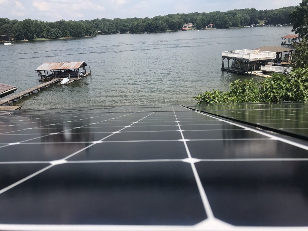 WrockFit's tweet photo. Beautiful view of Lake Norman from the eyes of a #SunPower 345 
#SolarEnergy #TakeControlOfYourEnergy #SmartReliableSolar https://t.co/5wOgyRDE2z