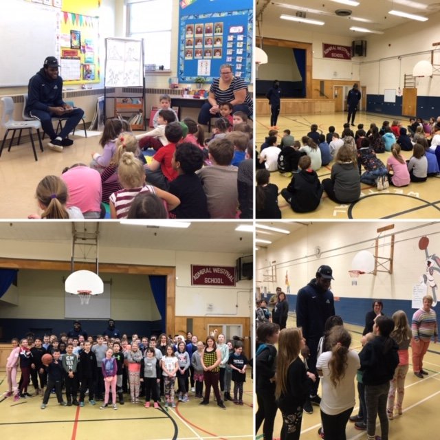 hfxhurricanes's tweet photo. .@Rha_Hope5 &amp; @ForeignK10 visited Admiral Westphal Elementary School in Dartmouth yesterday to read to the students and talk about the importance of education! 📚🏀

#CanesintheCommunity https://t.co/fkNC7W1G0P