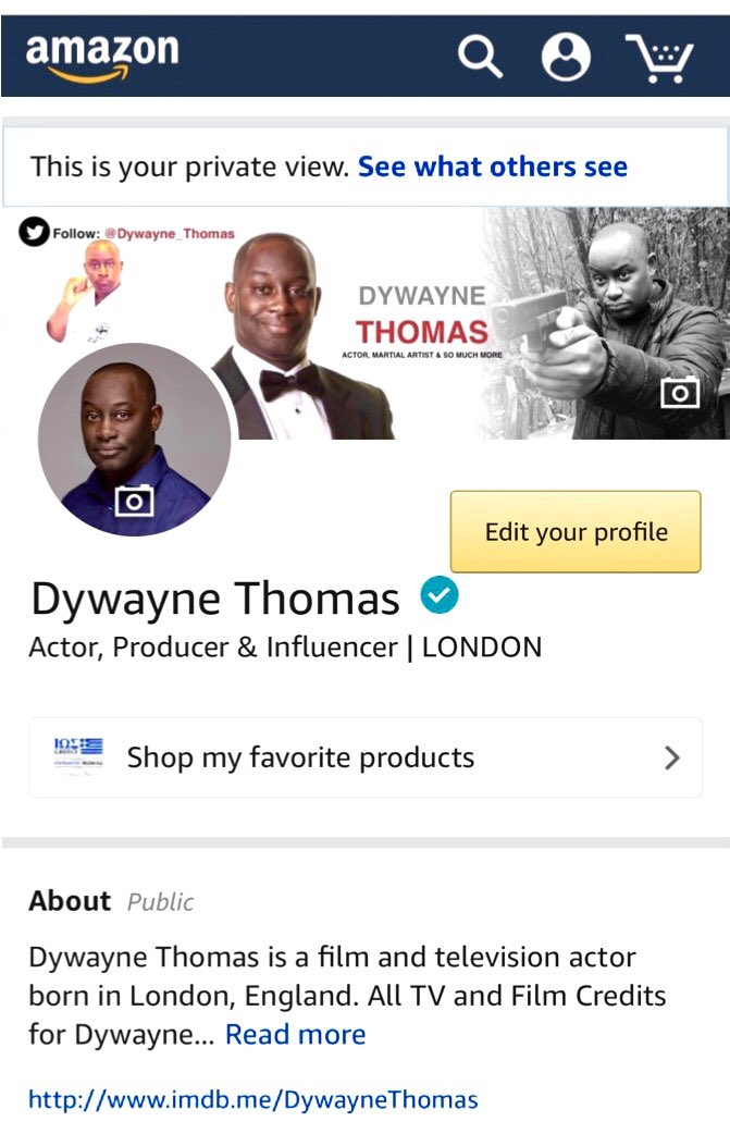 Dywayne_Thomas's tweet photo. 👀👉🏾GREAT NEWS!!!
I am now #VERIFIED on @amazon as an AMAZON #INFLUECER! 🙌🏾
https://t.co/ip7ps8ddYh
⭐️🎨⭐️ 👔⭐️🎬⭐️🎥⭐️
#AmazonInfluencer #AmazonVerified #Arts #Entertainment #Fashion #Film #Influencer #LoveToInspireOthers #ΧΩΡΑ #ΙΩΣ #DywayneThomas https://t.co/rSk7zi9EAt