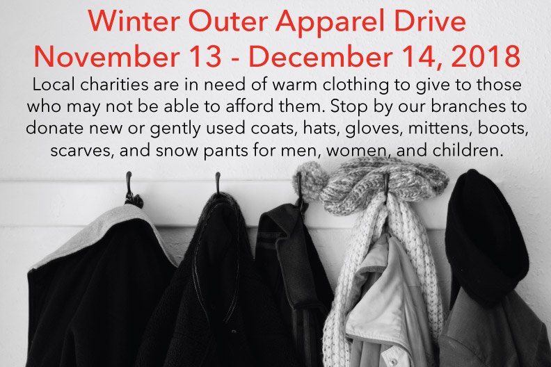 We are still taking donations for our Winter Apparel Drive. Help those in need this winter and donate coats, hats, gloves, and boots. #giveback #community