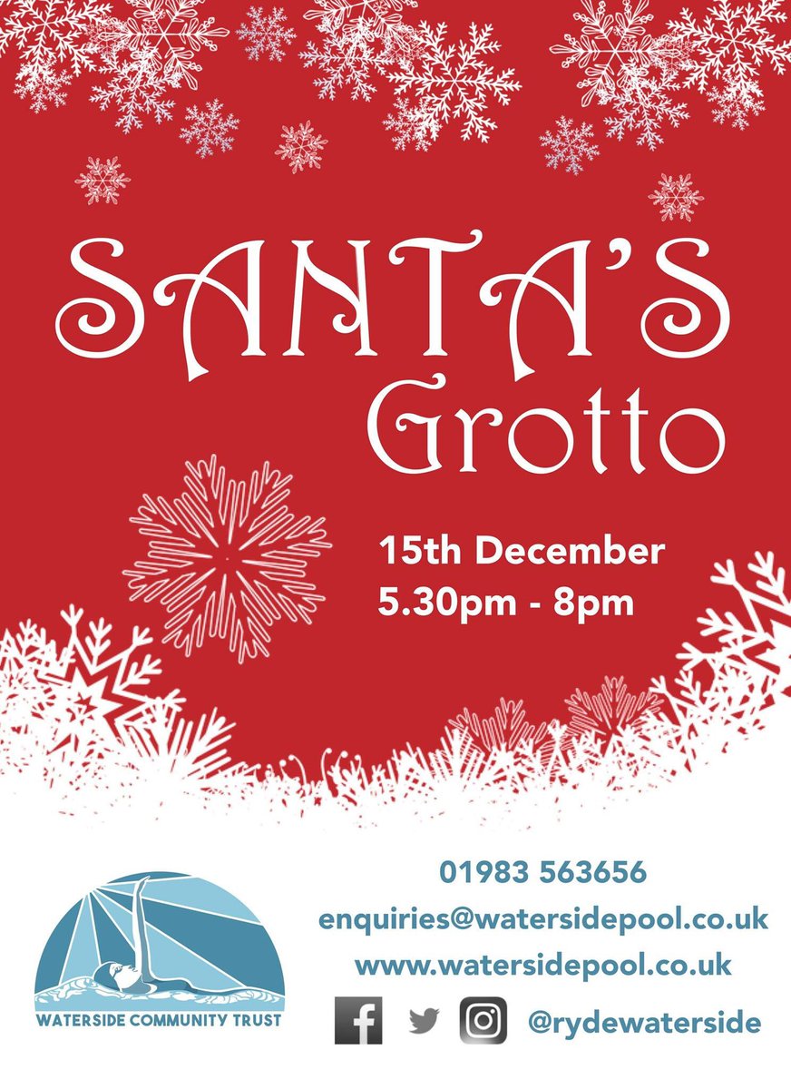 HO HO HO ! Just 10 days to go !

Our Christmas Market is free entry on Saturday 15th December from 5.30pm-8pm. We hope you can join us ! 

If you wish to book a slot for the Santa’s Grotto please email enquiries@watersidepool.co.uk . Price £5.50