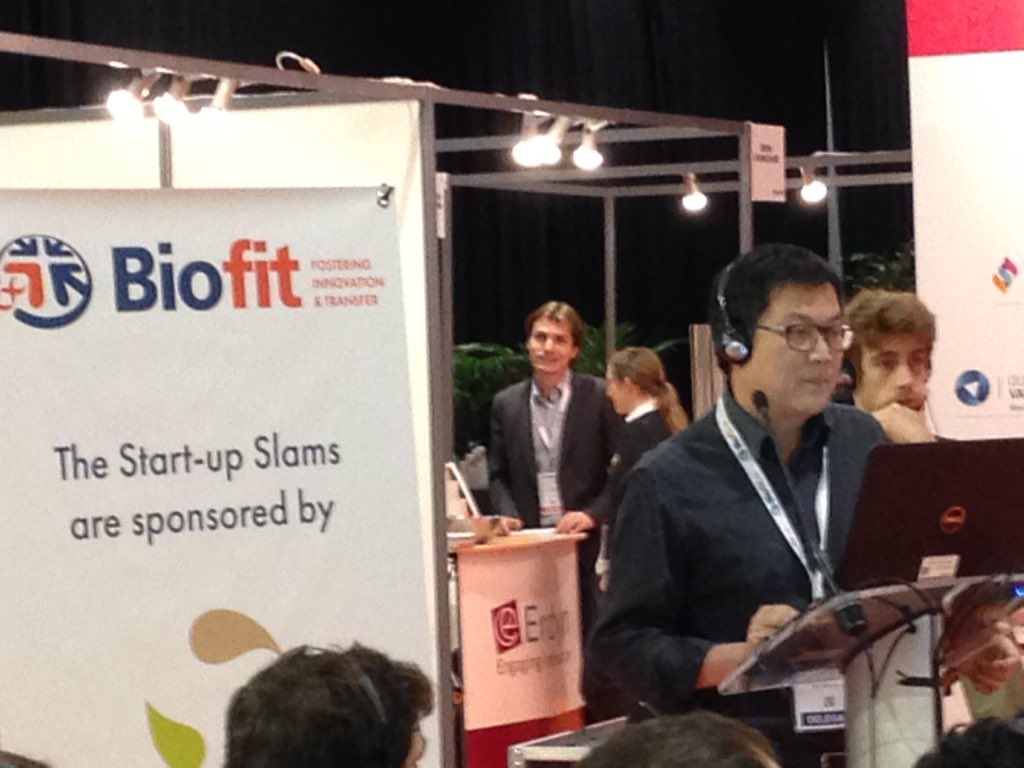 APIOS a #bone regenerative solution is pitched by its CTO during #BioFIT2018 startup SLAM  @BIOFIT_EVENT 
@LINKSIUM_ @GrenobleINP @CNRS