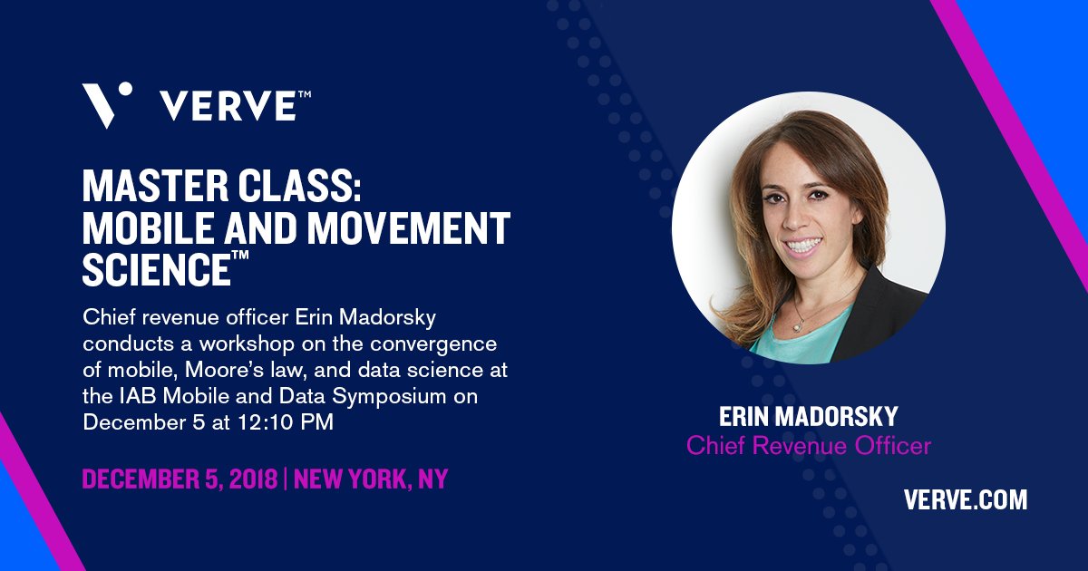 verve_inc's tweet photo. Join Verve's Erin Madorsky for a master class on mobile and Movement Science at the @IAB Data &amp; Mobile Symposium today, 12:10 pm in NYC! https://t.co/VsvUNOHUhH