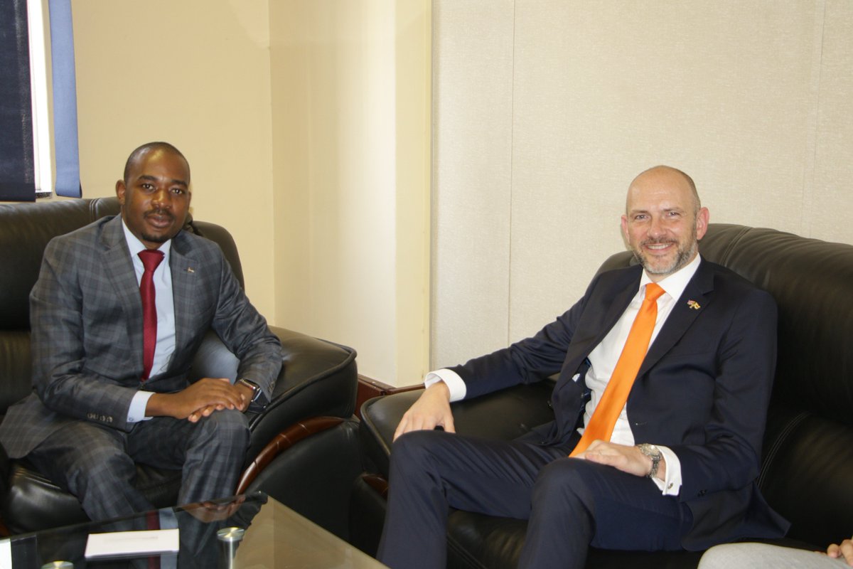 CCCZimbabwe's tweet photo. President @nelsonchamisa today met with the British deputy Ambassador, Simon Thomas at Morgan Richard Tsvangirai House https://t.co/ciI16MAttI