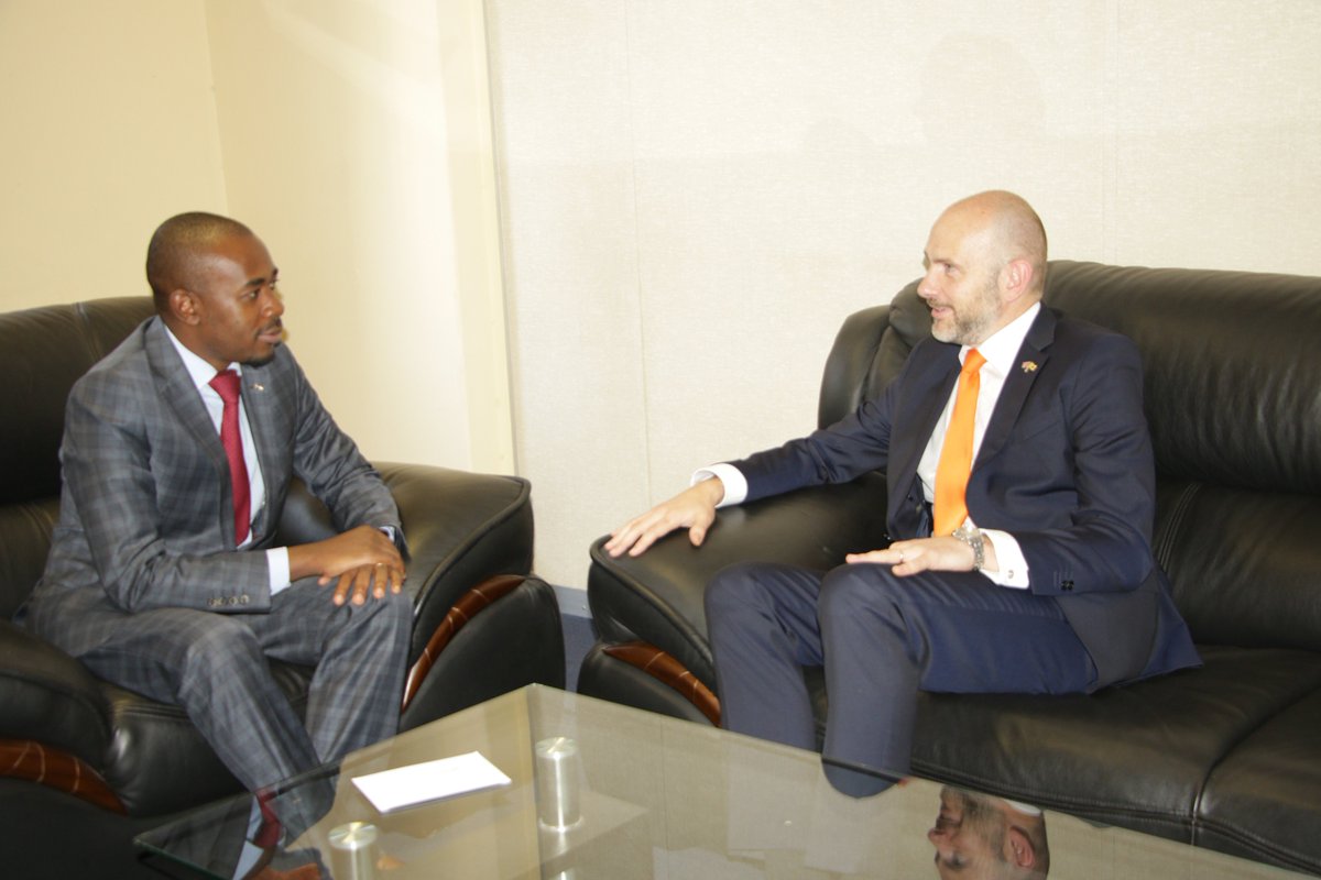 CCCZimbabwe's tweet photo. President @nelsonchamisa today met with the British deputy Ambassador, Simon Thomas at Morgan Richard Tsvangirai House https://t.co/ciI16MAttI