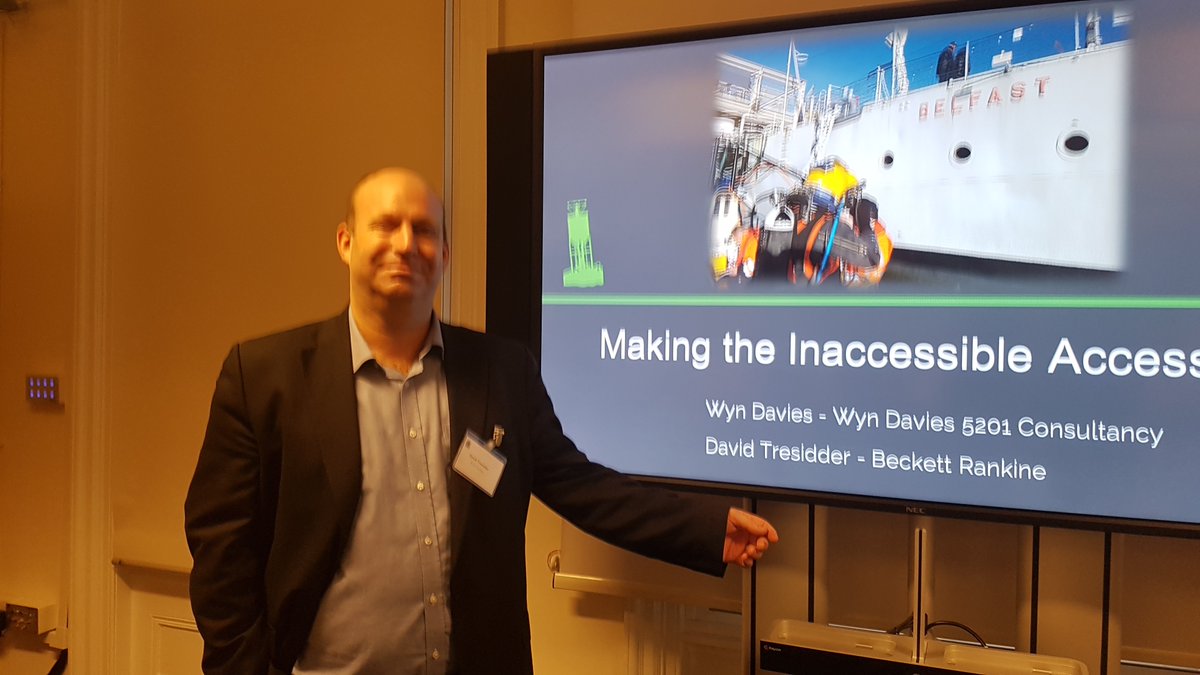 Our (out of focus) David Tresidder presenting his paper on the inspection and maintenance of historic ships to the <a href="/RoyInstNavArch/">RINA Headquarters</a> Historic Ships Conference today. #historicships