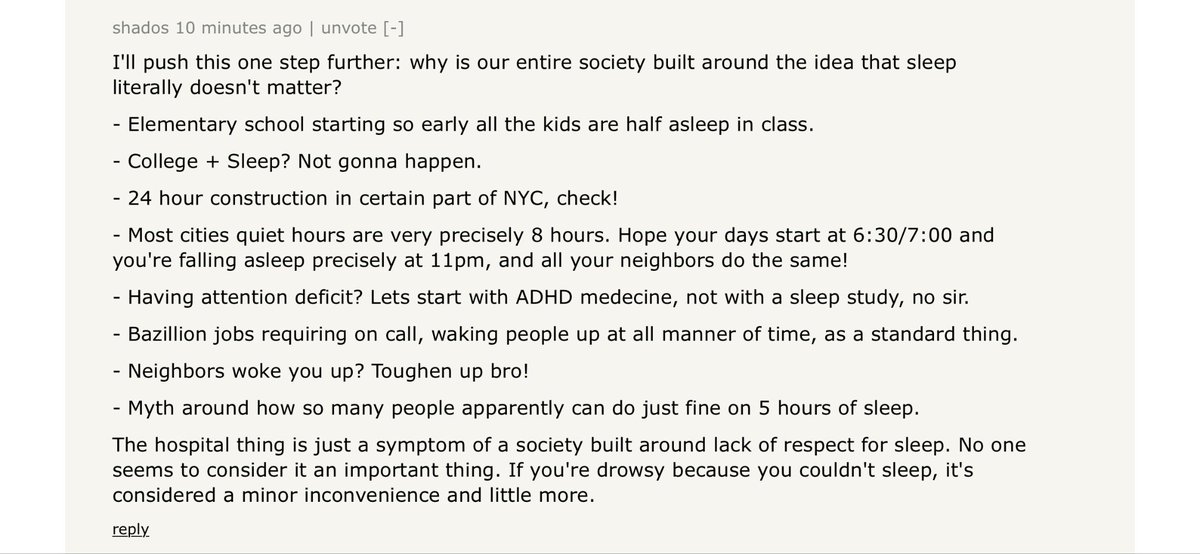 levelsio's tweet image. 😴 Why is our entire society built around the idea that sleep literally doesn&apos;t matter? news.ycombinator.com/item?id=186057…