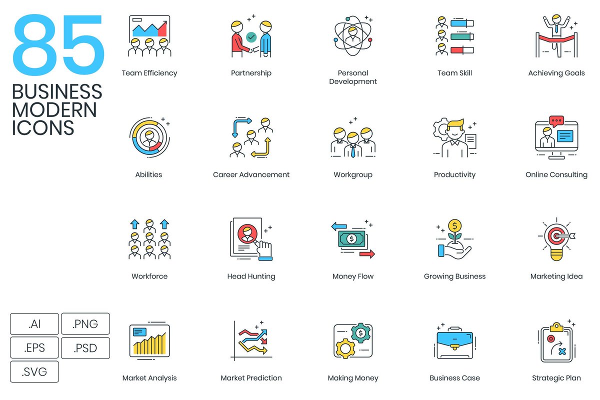 GammaRayInc's tweet photo. Awesome, very nice Graphics #Icons 85 Modern Business Icons #icons #icondesign #iconset #marketing #simple #ui #uidesign #socialmedia #socialmediamarketing #modern https://t.co/QkW9ISpXSm