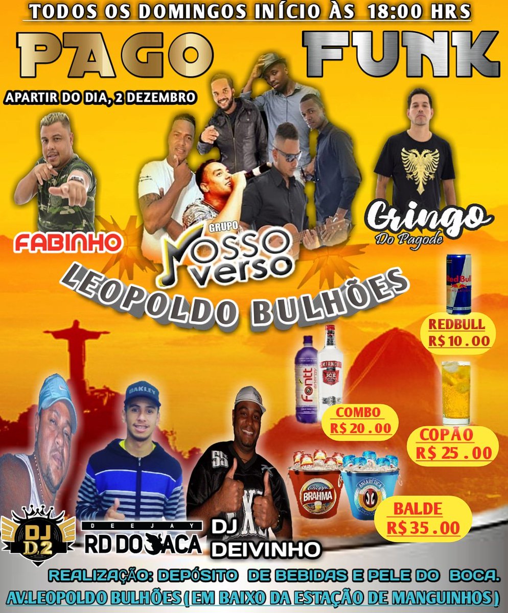 GringoDoPagode's tweet photo. Nesse Domingo tem presença confirmada ✅ no Pagofunk da Leopoldo do Gringo do Pagode e cantor Fabinho.
Quem comanda tudo é o 🤙 Grupo Nosso Verso + Dj Rd do Jaka, Dj d2 e Dj Deivinho.
#VamosCaminhar https://t.co/tjgi2NEdXL