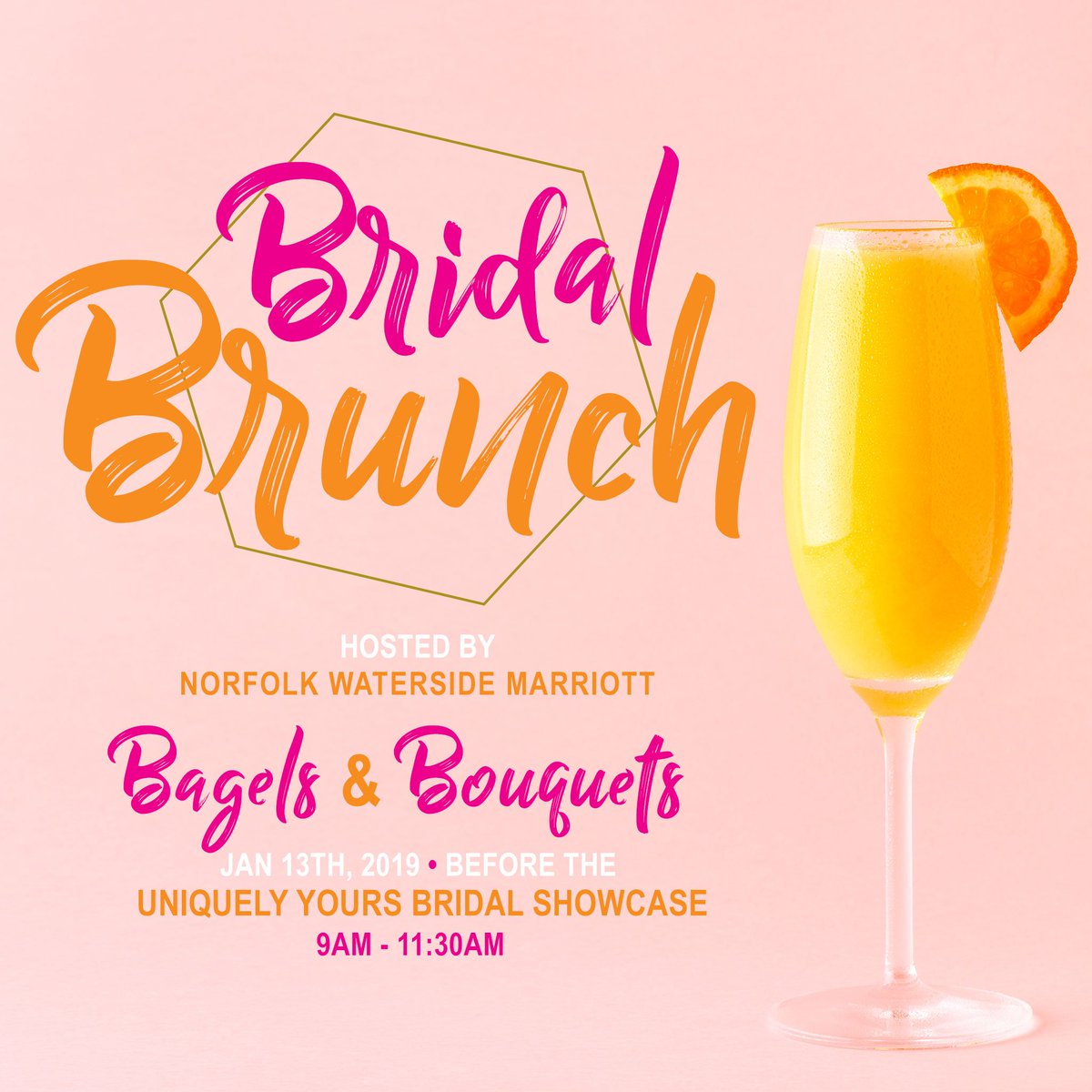 UYBridalShow's tweet photo. Be one of the first 150 brides to register online for our 2019 Bridal Showcase and you will receive two FREE tickets to this exclusive Bridal Brunch Experience - Bagels &amp; Bouquets hosted by the Norfolk Waterside Marriott in Downtown Norfolk. https://t.co/r3fXIY3DbS https://t.co/zfF1OkrkJg