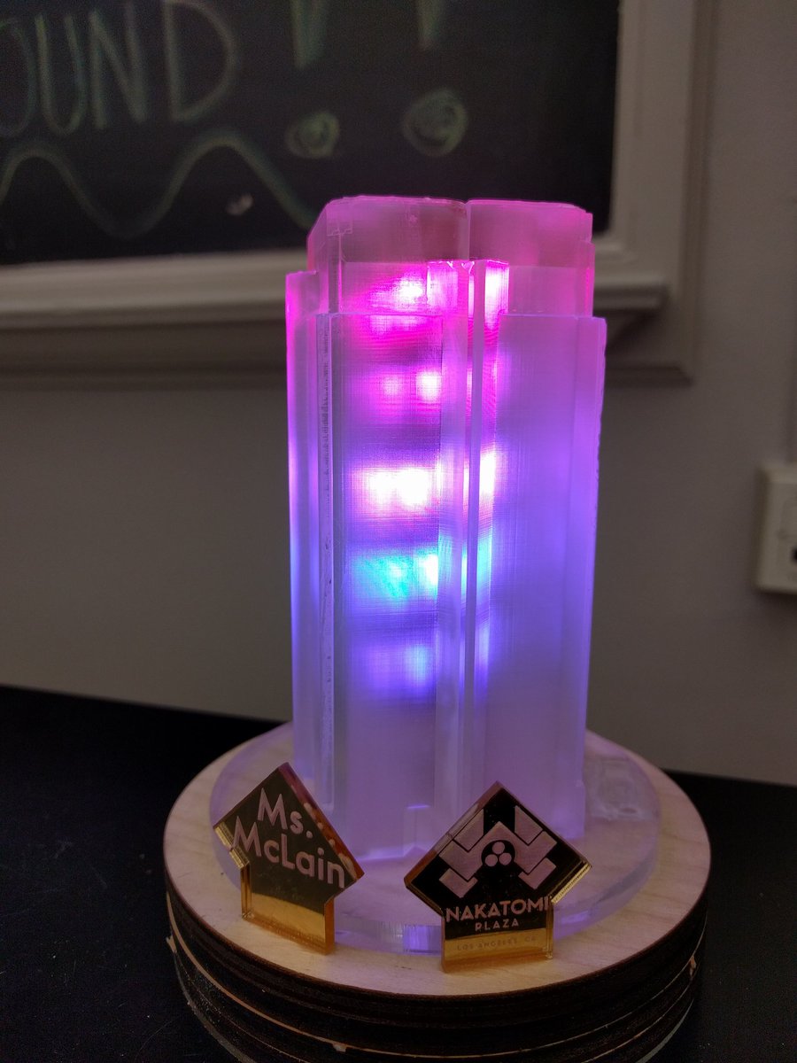 ohartcon's tweet image. I'm pretty proud of this @UTeachMaker /#dndnerd Susan McLain! She presented all her work last night and I know she's going to be a excellent #makered teacher, cause she already is! Im also proud of Nakatomi plaza name plaque we made!