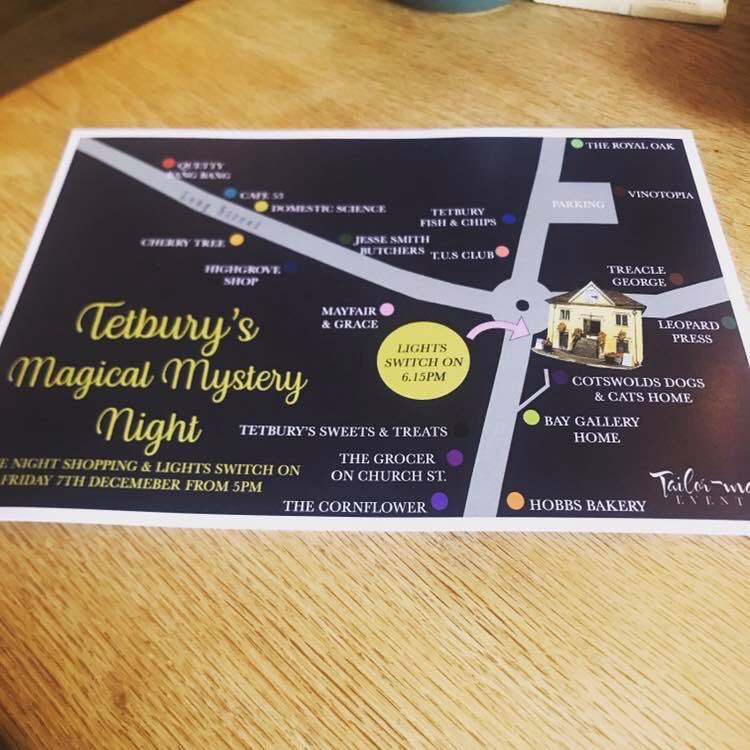 Who’s coming to Tetbury’s Magical Mystery Night this #Friday evening? Grab your flyer and follow the shopping trail around town - should be fun! @churchstgrocer <a href="/VinotopiaWine/">Vinotopia</a>  <a href="/QettyBangBang/">Qetty Bang Bang</a> <a href="/cafe53_tetbury/">Cafe 53</a> <a href="/domscihome/">Domestic Science</a> <a href="/HighgroveGarden/">Highgrove Gardens</a> <a href="/JesseSmith1808/">Jesse Smith & WJ Castle</a> and more... 🛍🛍