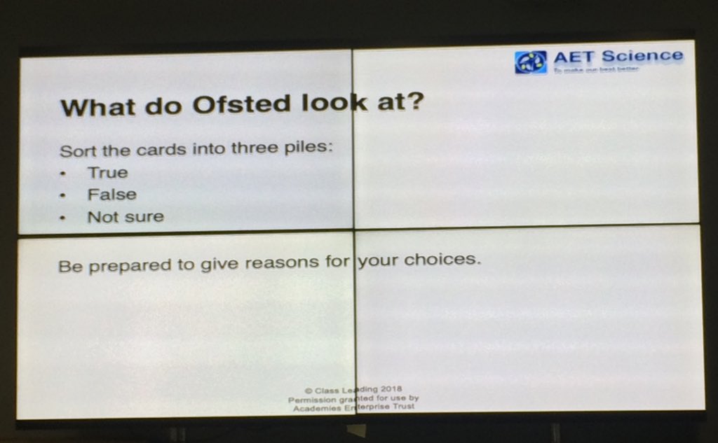 Great session from David Bailey on preparation for inspection. <a href="/AETscience/">AET Science</a> conference. @AETAcademies #OneAET #science