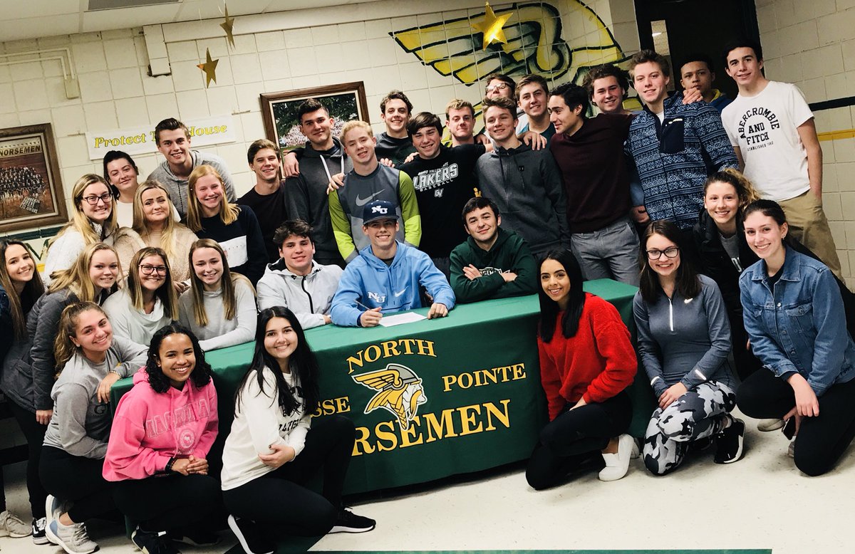 Another proud day at @GPNHS ! Jack Kendra signing his letter of intent for Northwood University, participating in baseball. Congratulations Jack!!💚💛 @katecalmurray @GPSchools