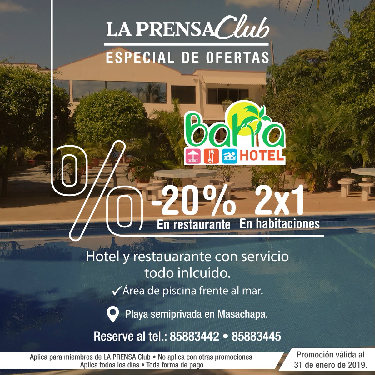 laprensaclub's tweet photo. #Suscriptores ¿Están en busca de lugares para distraerse y disfrutar del fin de semana?

En Hotel Bahia Masachapa Beach . usted puede disfrutar de grandes beneficios. Presente su tarjeta de #LaPrensaClub y aproveche las ofertas especiales. https://t.co/ZQEGsVAPrl