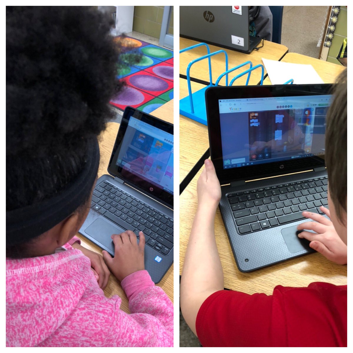 AllisonMarie86's tweet photo. These 2nd grade Ss are showing perseverance while helping Barbie the vet care for animals and helping the monster get candy by using code! #HourOfCode #growingtogether @Youngadventure8 https://t.co/qK4rZCh7KB